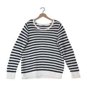 Gap Striped Open Cotton Knit Sweater Sz XL Medium Weight Nautical Coastal Prep